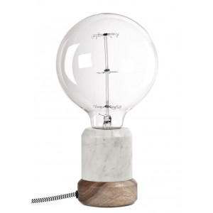 E27 T2 Table lamp - Marble and wood - Without bulb