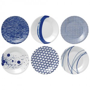 로얄덜튼 퍼시픽 포슬린 타파스 플레이트 Pacific Porcelain Tapas Plates Set of 6 Blue