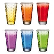 Optic Long drink glass - Set 6 multicoloured glasses