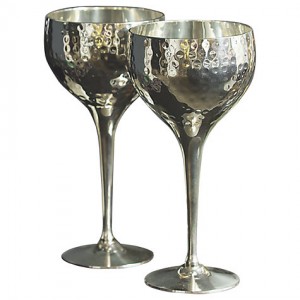 커리너리 컨셉 Hammered Wine Goblets, Box of 2, Silver