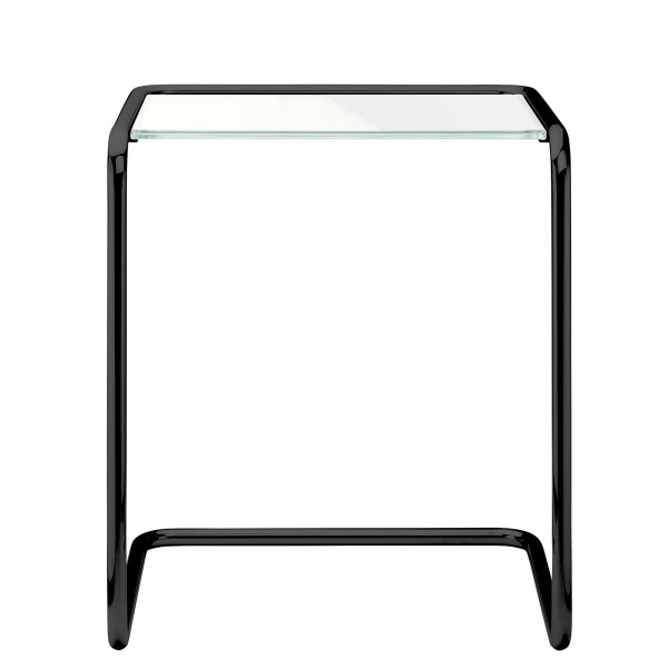 토넷 B 97 a side table, 34,5 x 41,5 cm, frame deep black ral 9005 / glass (all seasons)