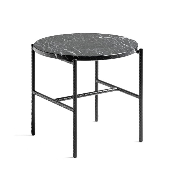 헤이 Rebar Side Table, Ø 45 x H 40.5 cm, marble / black